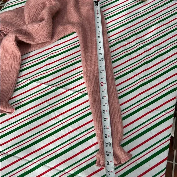 ZARA Pink Ruffle Trim Knit Cardigan Sweater Button Front Size Small - Picture 10 of 11